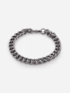 The Bro Code Men Black & Silver-Toned Wraparound Bracelet