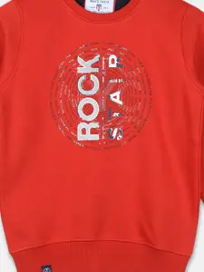 Monte Carlo Boys Orange Printed Round Neck Sweatshirt
