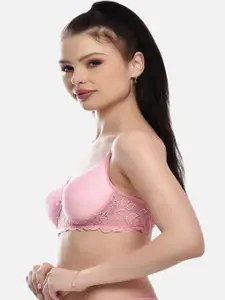 FIMS Pink Solid Bra Lightly Padded