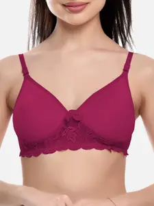 FIMS Set Of 3 Cotton Lace Lightly Padded Bra