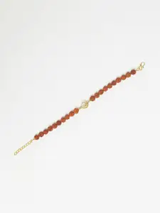 Dare by Voylla Men Gold-Toned & Brown Brass Gold-Plated Cuff Bracelet