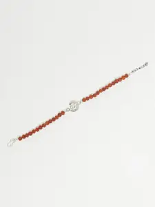 Dare by Voylla Men Silver Plated & Red Brass Silver-Plated Wraparound Bracelet
