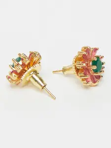 Voylla Women Gold-Toned Contemporary Floral Stud Earrings