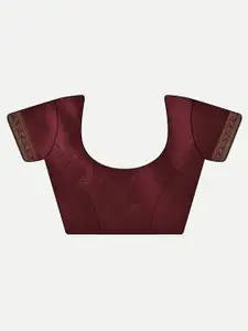 kasee Maroon & Gold-Toned Woven Design Zari Silk Blend Saree