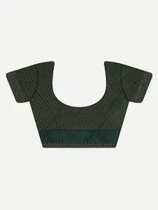 kasee Green & Gold-Toned Woven Design Zari Silk Blend Saree