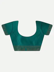 kasee Teal Green & Gold-Toned Woven Design Zari Silk Blend Saree