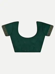 kasee Green & Orange Ethnic Motifs Zari Silk Blend Saree