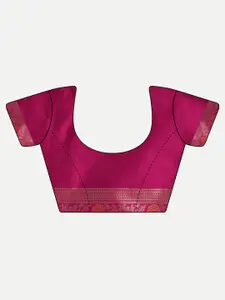 kasee Women Pink & Gold-Toned Woven Design Zari Silk Blend Saree