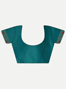 kasee Teal & Pink Woven Design Zari Silk Blend Saree