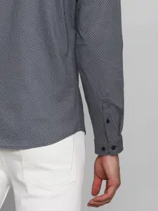 Van Heusen Sport Men Grey Slim Fit Printed Cotton Casual Shirt