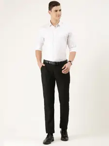 Peter England Men White Solid Slim Fit Pure Cotton Formal Shirt