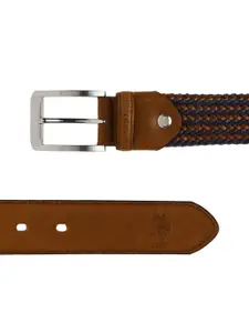 U.S. Polo Assn. Men Brown & Navy Woven Leather Belt