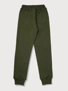 Gini and Jony Boys Olive Green Solid Cotton Track Pant
