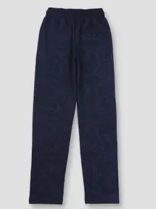Gini and Jony Kids Boys Navy Blue Solid Cotton Track Pant