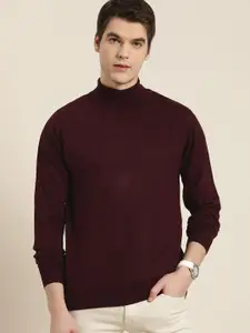 INVICTUS Men Maroon Solid Acrylic Turtle Neck Pullover
