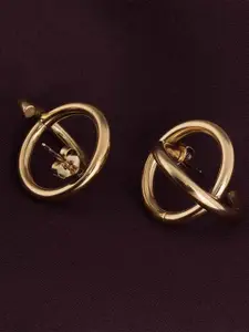 PALMONAS Gold-Toned Contemporary Studs Earrings