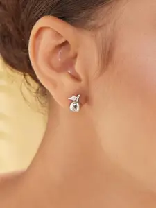 PALMONAS 925 Sterling Silver Leaf Shaped Studs Earrings