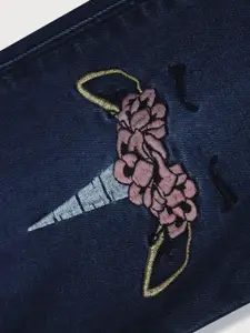 Gini and Jony Girls Navy Blue Mildly Distressed Jeans