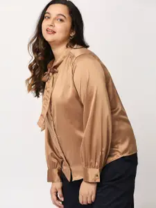 20Dresses Women Plus Size Brown Formal Shirt