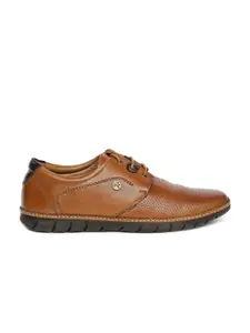 Buckaroo Men Tan Textured Leather Boat Shoes
