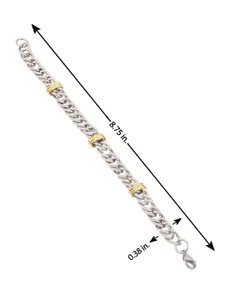 Dare by Voylla Men Silver-Toned & Gold-Toned Stainless Steel Link Bracelet