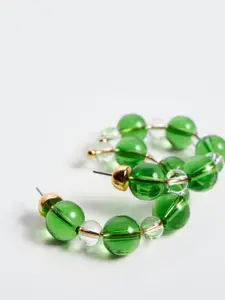 MANGO Beaded Crescent Shaped Half Hoop Earrings