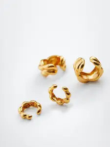 MANGO Set of 2 Gold-Toned Crescent Shaped Clip-On Earcuffs
