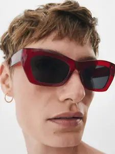 MANGO Women Sustainable Cateye Sunglasses with UV Protected Lens 37032508