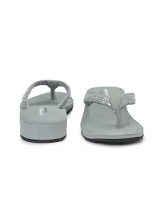 ABROS Women Grey & Black Thong Flip-Flops