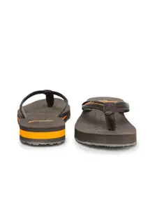 ABROS Women Brown & Yellow Thong Flip-Flops