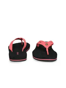 ABROS Women Black & Pink Thong Flip-Flops