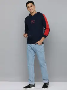 Flying Machine Men Navy Blue Hooded Sweatshirt