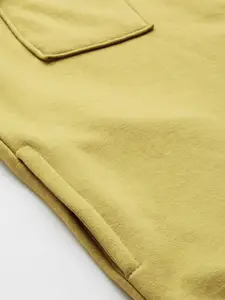 Flying Machine Men Khaki Solid Hooded Sweatshirt