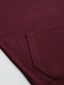 Flying Machine Men Maroon Typography Printed Hooded Sweatshirt