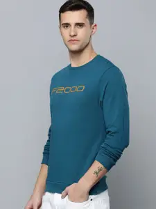 Flying Machine Men Teal Blue Printed Sweatshirt