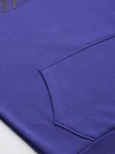 Flying Machine Men Blue Alphanumeric Print Hooded Sweatshirt