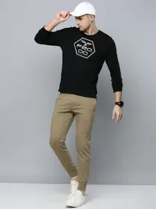 Flying Machine Men Black Printed Pure Cotton Sweatshirt