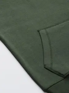 Flying Machine Men Green Solid Hooded Sweatshirt