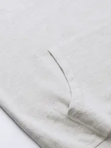 Flying Machine Men Grey Melange Solid Hooded Sweatshirt