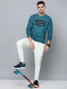 Flying Machine Men Blue Printed Pure Cotton Sweatshirt