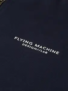 Flying Machine Men Navy Blue Solid Pure Cotton Sweatshirt
