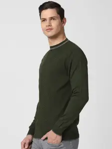 Peter England Casuals Men Olive Green Pullover Sweater