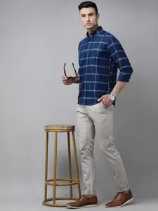 Arrow Sport Men Blue Original Slim Fit Windowpane Checks Pure Cotton Casual Shirt