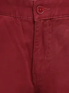 Fabindia Men Maroon Slim Fit Trousers