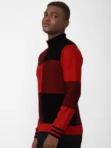 FOREVER 21 Men Red & Black Checked Pullover