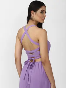 FOREVER 21 Purple A-Line Midi Styled Back Dress