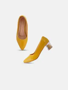 SCENTRA  Women  Mustard Party Block Pumps