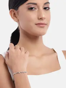Zavya Women 925 Sterling Silver Rhodium-Plated Link Bracelet
