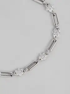 Zavya Women 925 Sterling Silver Rhodium-Plated Link Bracelet