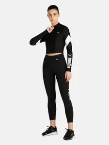 Puma Women Black & White Solid Fit Eversculpt Tops